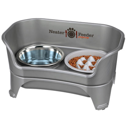 Neater Feeder Express Mess Proof Dog Bowls Elevated for Small Breeds under 15 Lb, Made in USA, No Spill Raised Dog Food Bowl Stand, Stainless Steel Food and Water Bowl Set, Feeding Station, Cappuccino