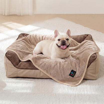 Luciphia Waterproof Bed Blanket Washable,Soft Sherpa Fleece Puppy Reversible Throw Blankets for Small Dog Cat, Furniture Cover Protector Couch Bed from Liquid Pee and Pet Fur, Black, 40" x 28"