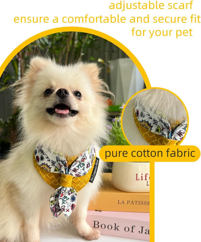 Adorable Adjustable Bib for Cats and Dogs – Pet Accessory to Prevent Food Debris from Splashing onto Fur (Yellow, XS)
