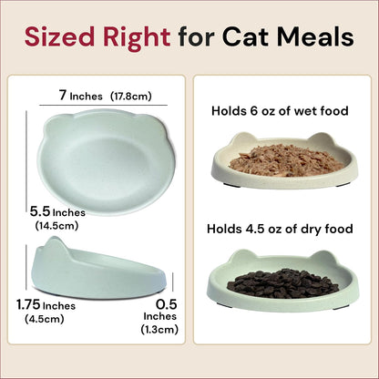 7 Ruby Road Shallow Cat & Kitten Food Bowls, Whisker Friendly, Set of 2