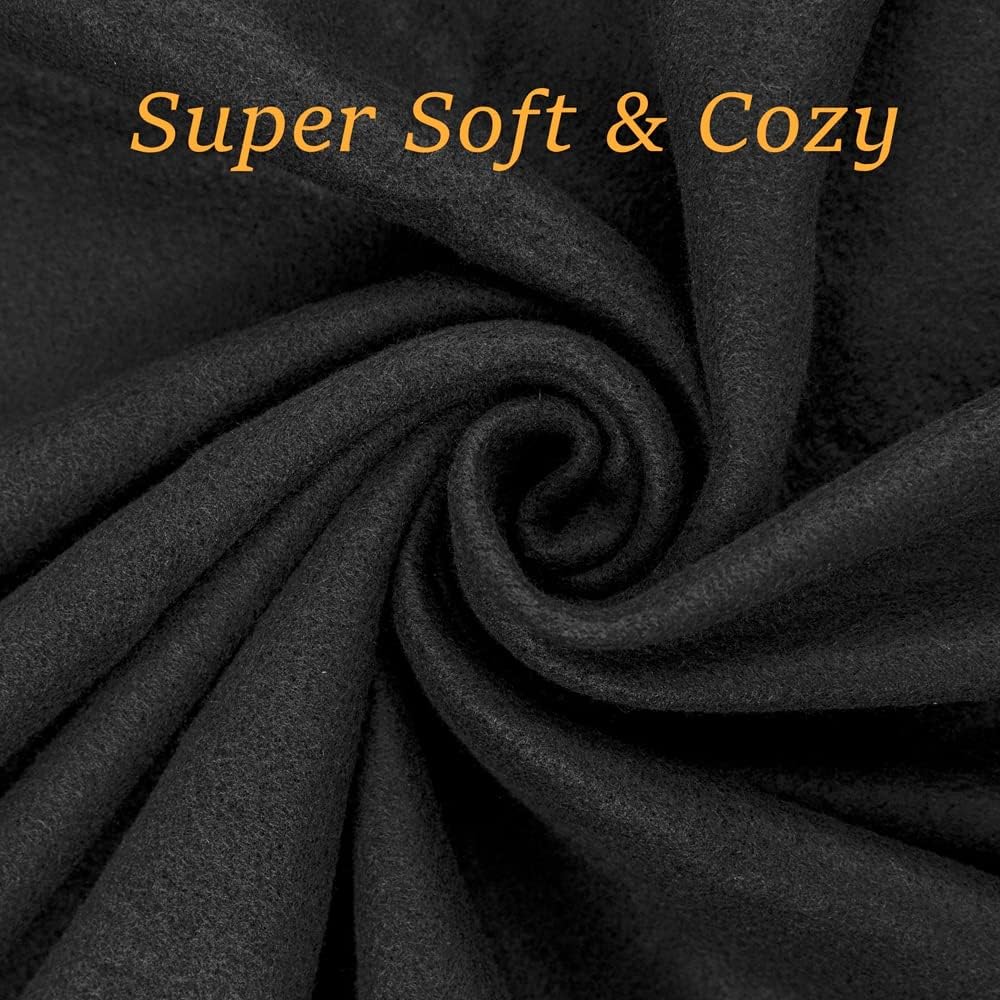 CAI TENG Fleece Throw Blankets Lightweight Warm for Soft Cozy Pet-Friendly Bulk Fleece Blanket Solid for Home, Bed, Sofa, Dorm, Office, Gifts, Outdoor (Black, Pack of 6-50 x 60 inch)