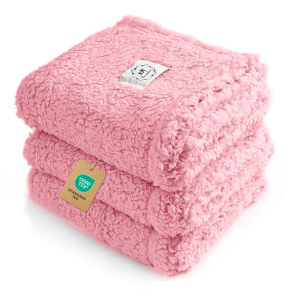 1 Pack 3 Calming Blankets Fluffy Premium Fleece Pet Blanket Soft Sherpa Throw for Dog Puppy Cat Beige Large (41" x31'')