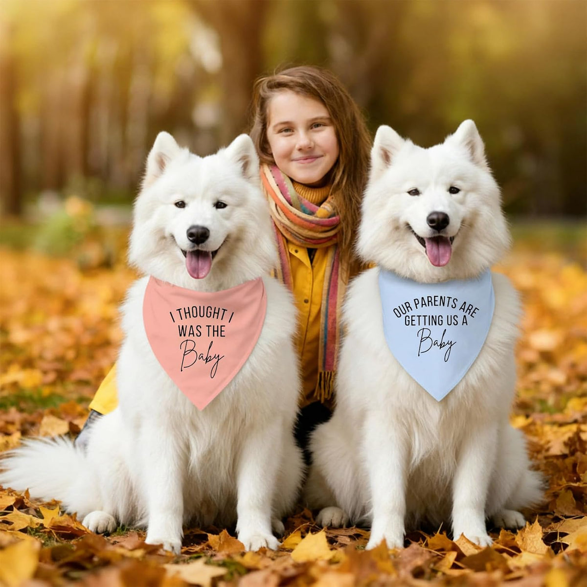 2 Pack Dog Bandanas for Pregnancy Announcement, Cute Adjustable Pet Bandana Scarf for Small Medium Large Dogs, Gender Reveal Puppy Accessories, Soft Breathable Fabric for Puppy Cats(Blue&Pink)