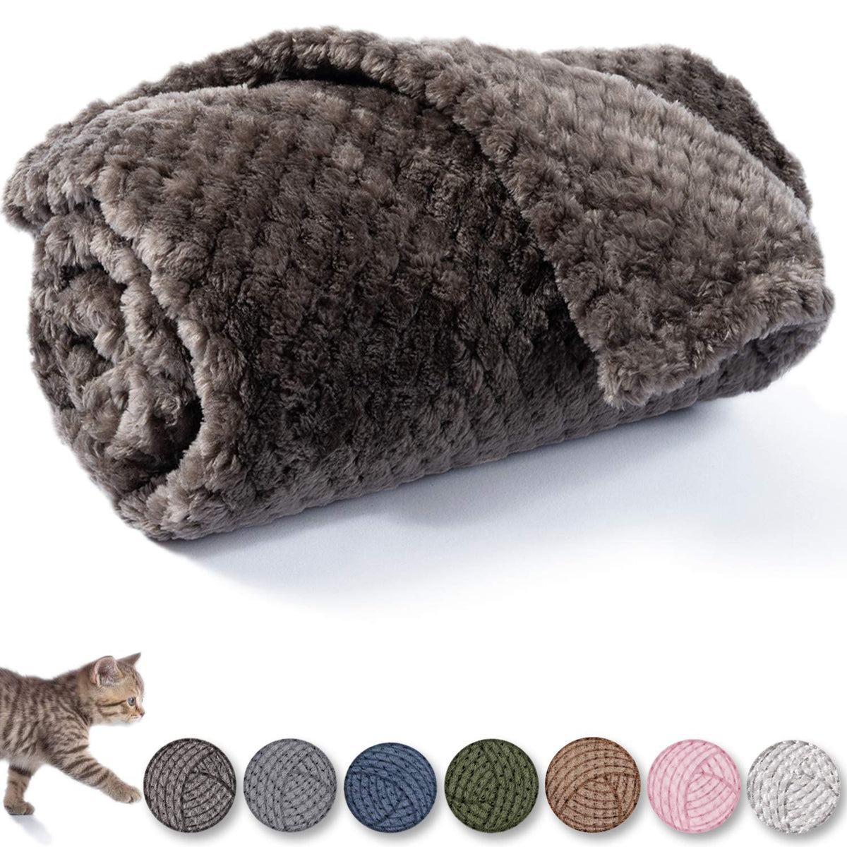 Warm Soft Fuzzy Dog or Cat Blanket, Plush Fleece Throws for Puppy, Kitten, Medium, Large Dogs - Blue (M/32" x 40")