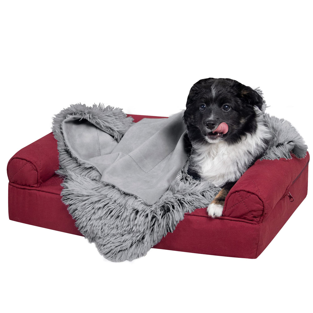 Furhaven Waterproof Throw Blanket for Dogs & Indoor Cats, Washable - Shaggy Plush Calming Long Faux Fur & Velvet Dog Blanket - Taupe, Medium