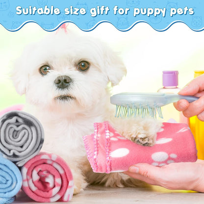 Eccliy 20 Pcs Puppy Blanket Fleece Pet Dog Throw, Paw, 28 x 24 Inch