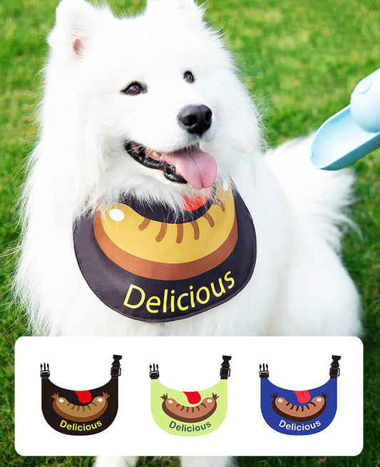 Dog Bandana Sausage Waterproof Cute Comfortable Dog Drool Bib Adjustable Bib Handkerchief Accessories for Small, Medium, Large and Extra-Large Dogs (XL,Brown)