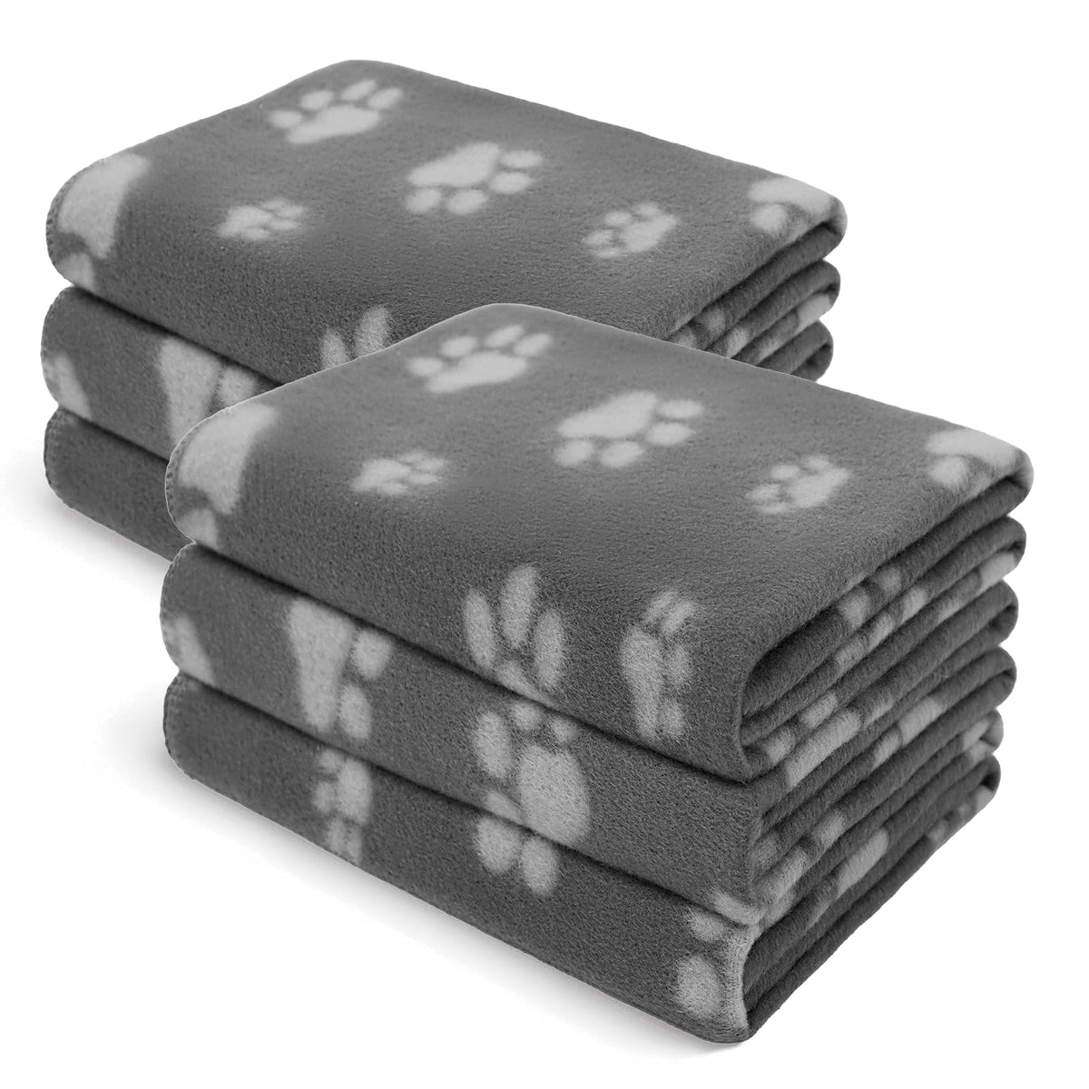 LINENLUX Fleece Dog Blankets 6-Pack, Soft Stretchy for Small Medium Puppy