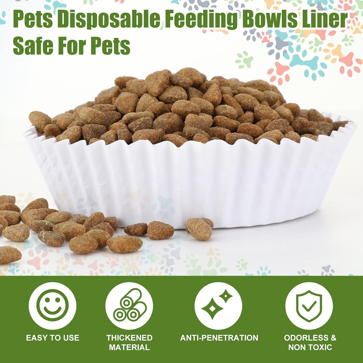 meekoo 600 Pcs Disposable Pet Bowl Liner for Cat Dogs, White, Classic