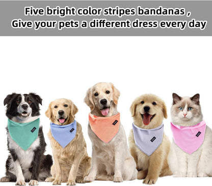 Dog Bandanas XLarge-5PCS DIY Bandanas Green Orange Pink Blue Gray