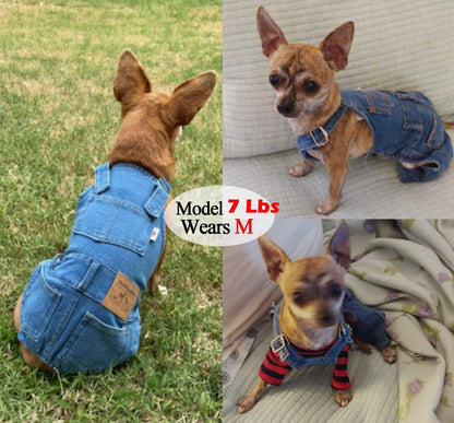 Dog Overalls for Medium Dogs Outfit French Bulldog Clothes Denim Dog Jeans