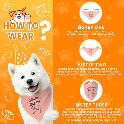 2 Pack Dog Bandanas for Pregnancy Announcement, Cute Adjustable Pet Bandana Scarf for Small Medium Large Dogs, Gender Reveal Puppy Accessories, Soft Breathable Fabric for Puppy Cats(Blue&Pink)