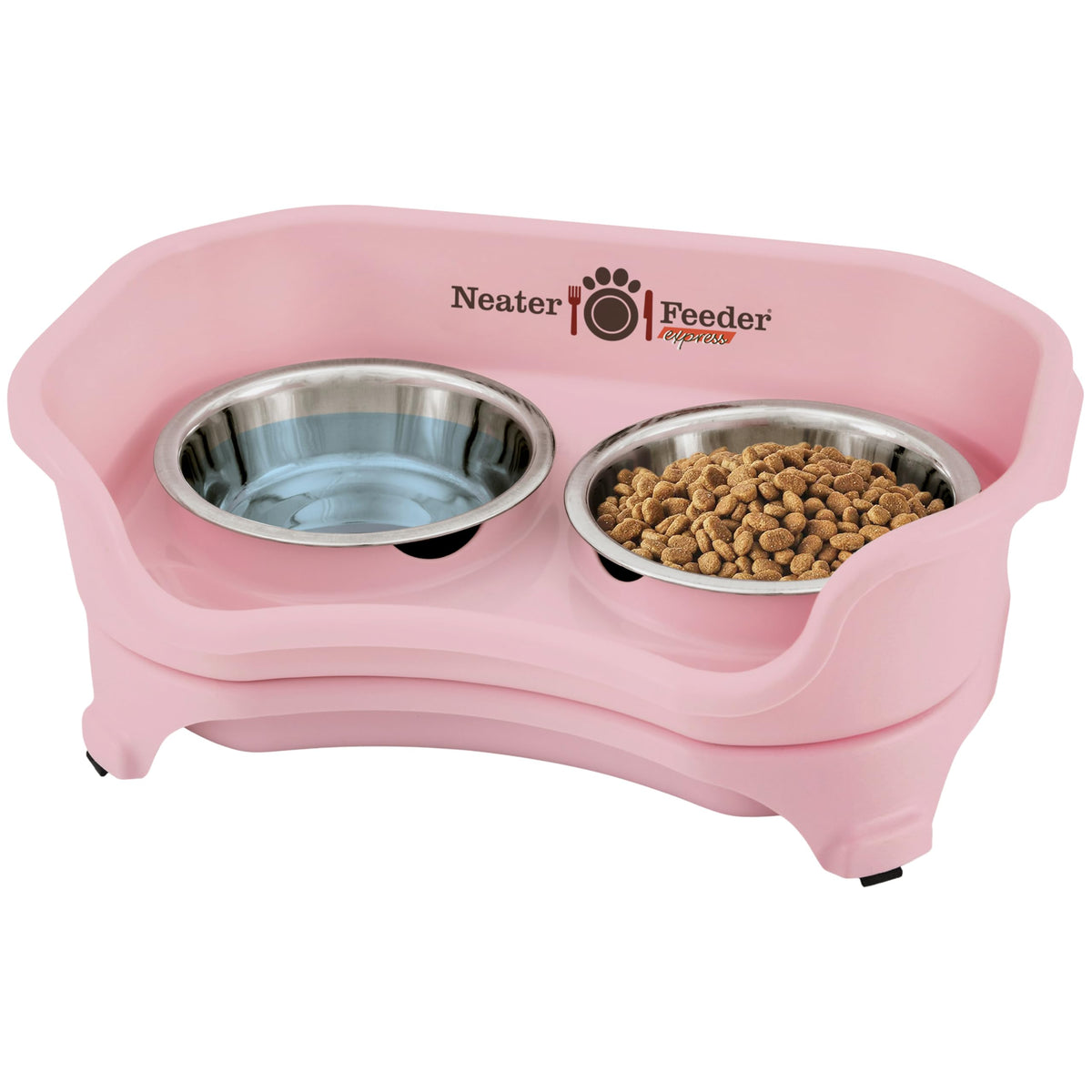 Neater Feeder Express Mess Proof Dog Bowls Elevated for Small Breeds Under 15 Lb, Made in USA, No Spill Raised Dog Food Bowl Stand, Stainless Steel Food and Water Bowl Set, Feeding Station, Black