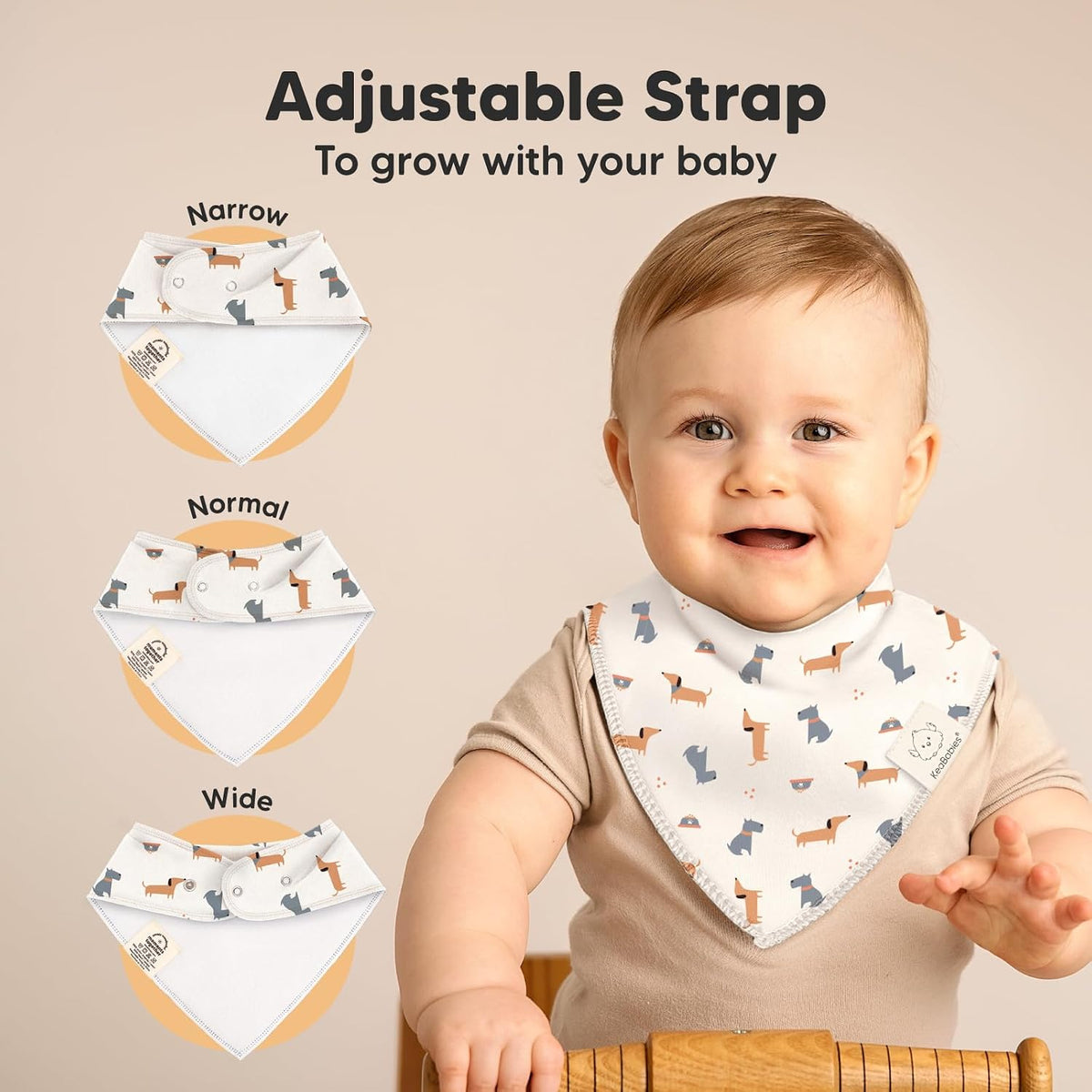 KeaBabies 8pk Organic Baby Bandana Bibs for Drooling Teething, Pets & Paws