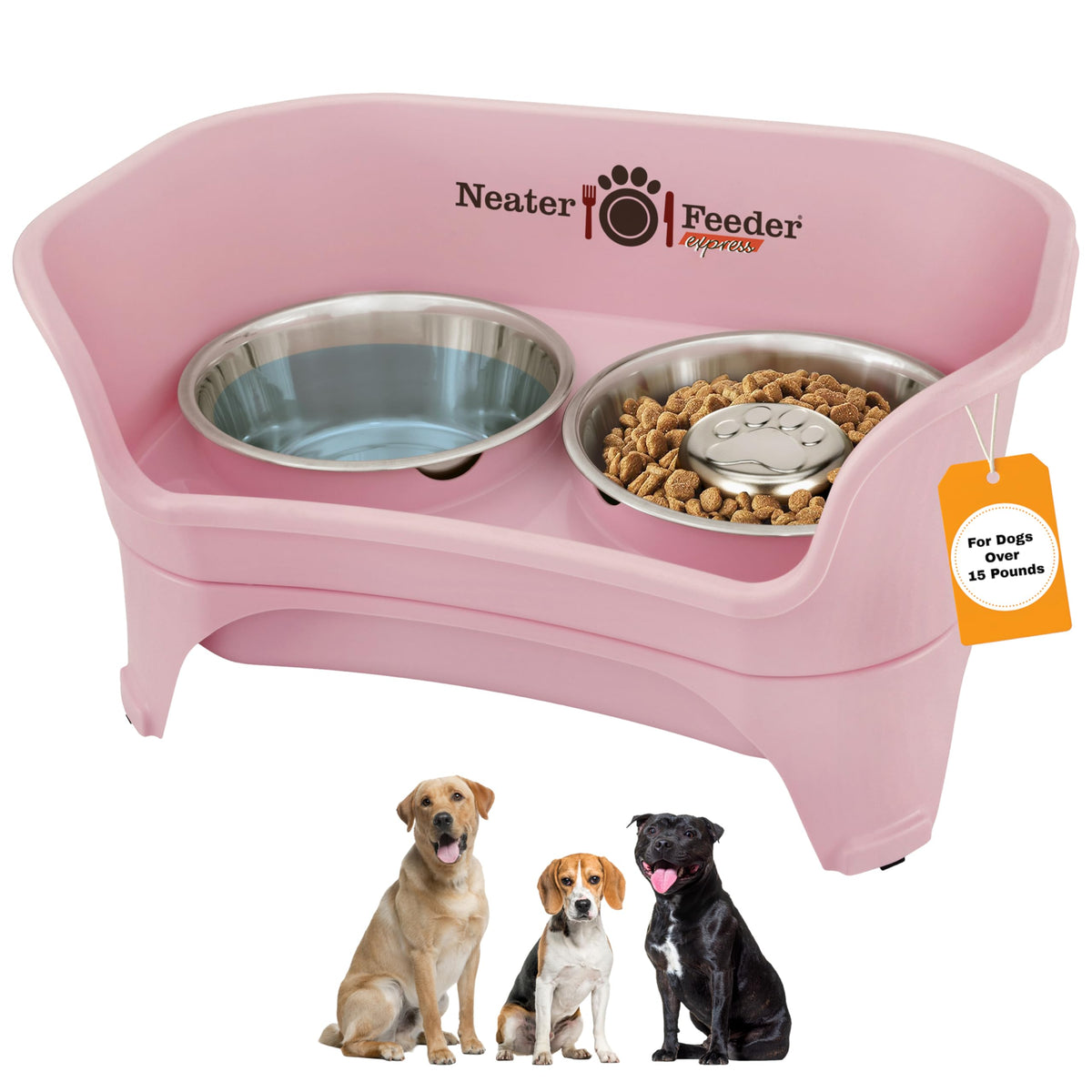 Neater Feeder Express Mess Proof Dog Bowls Elevated for Small Breeds Under 15 Lb, Made in USA, No Spill Raised Dog Food Bowl Stand, Stainless Steel Food and Water Bowl Set, Feeding Station, Black