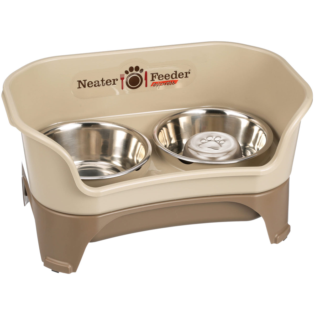 Neater Feeder Express Mess Proof Dog Bowls Elevated for Small Breeds Under 15 Lb, Made in USA, No Spill Raised Dog Food Bowl Stand, Stainless Steel Food and Water Bowl Set, Feeding Station, Black