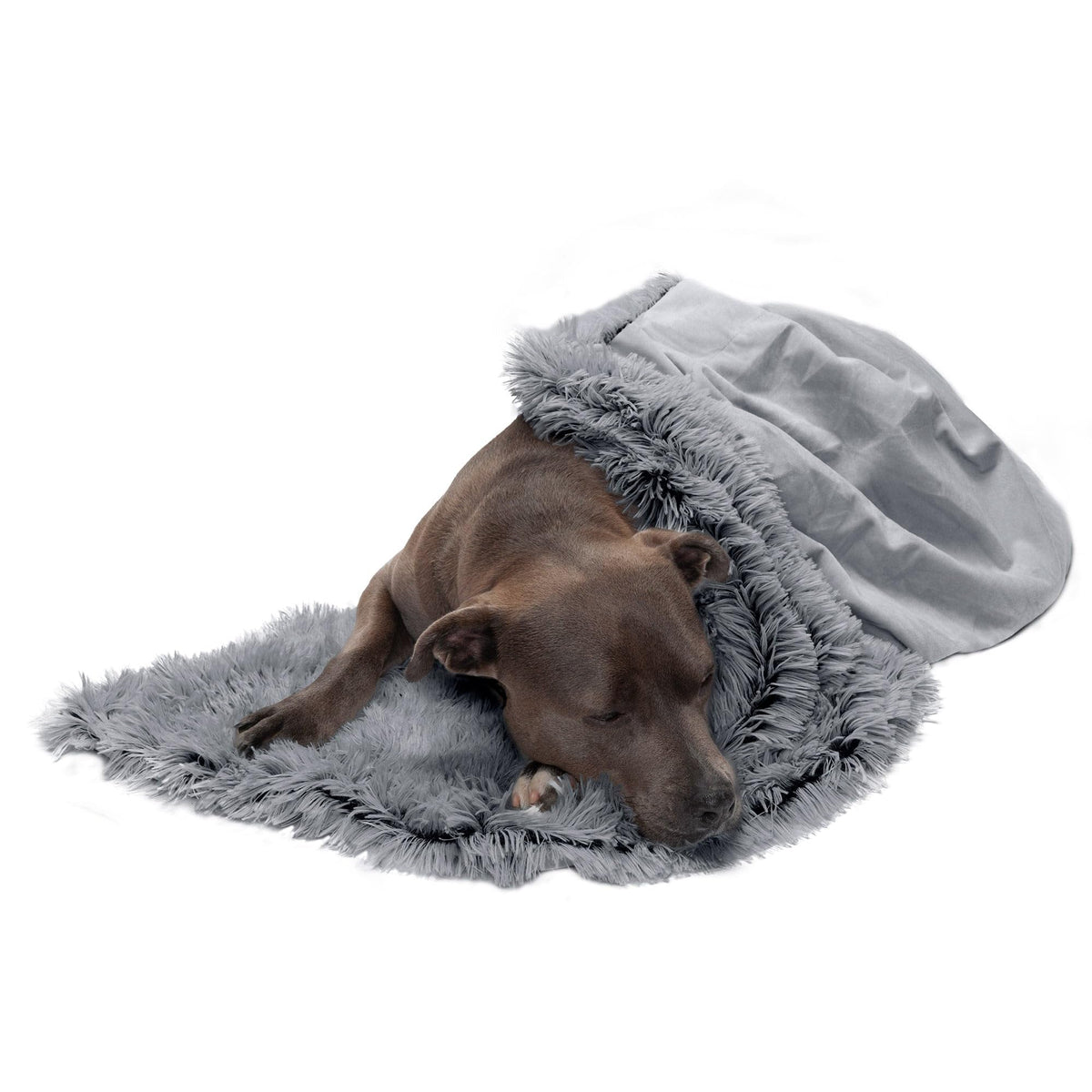 Furhaven Waterproof Throw Blanket for Dogs & Indoor Cats, Washable - Shaggy Plush Calming Long Faux Fur & Velvet Dog Blanket - Taupe, Medium