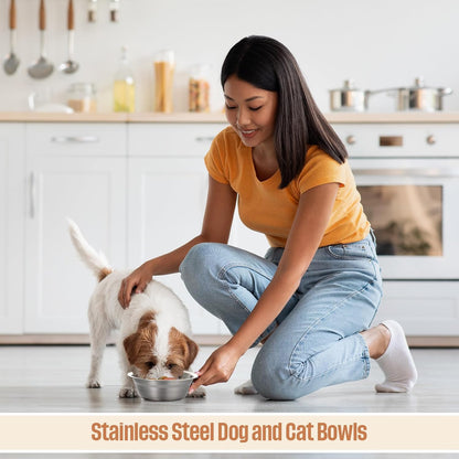 Zhehao 30 Pcs Dog Bowls Stainless Steel Bulk for Pet Puppy Cat, 10 oz