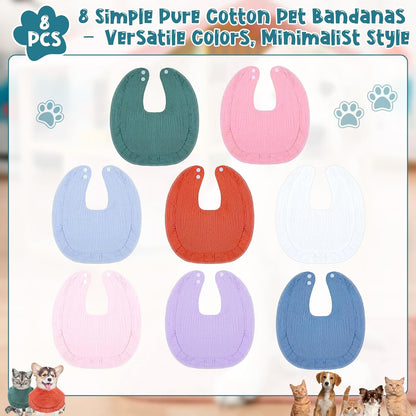 Shinylin 8 Pcs Muslin Cotton Square Bandanas Reversible Pet Bibs Scarf Pet Scarves with Two Snaps Apparel Accessories Kerchief for Small to Medium Puppy Cat (Fresh Color)