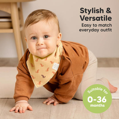 KeaBabies 8pk Organic Baby Bandana Bibs for Drooling Teething, Pets & Paws