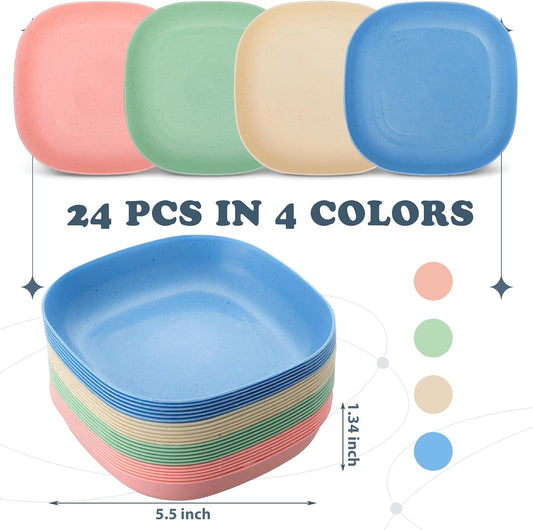 Tioncy 24 Pcs Cat Food Bowls Shallow, Blue, Green, Pink, Beige, Classic
