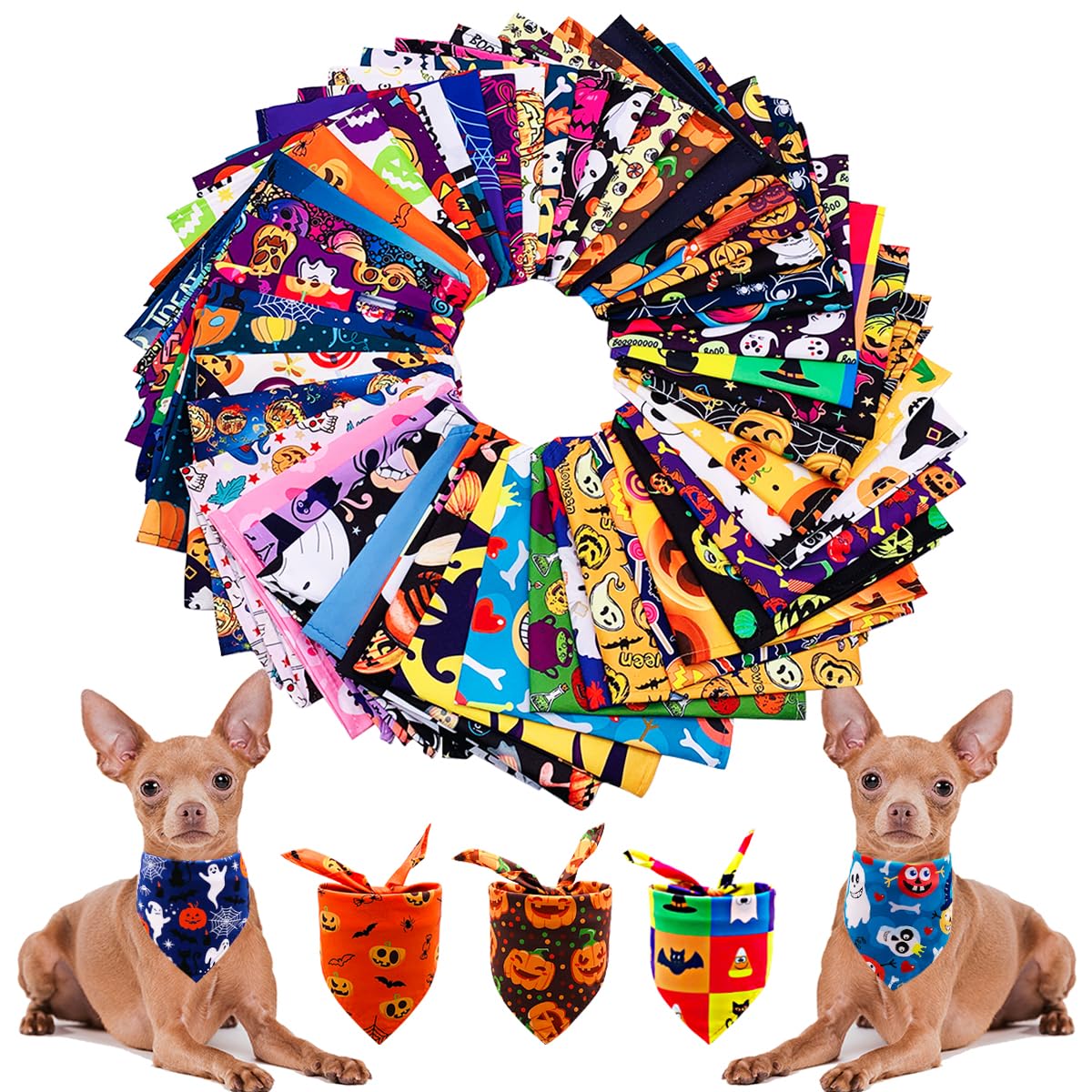 PET SHOW 50 Pack Boy Dog Bandanas Bulk for Medium Dogs