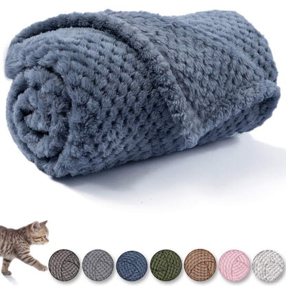 Warm Soft Fuzzy Dog or Cat Blanket, Plush Fleece Throws for Puppy, Kitten, Medium, Large Dogs - Blue (M/32" x 40")
