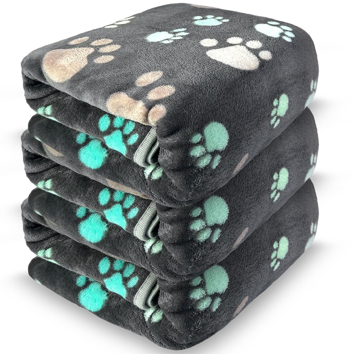 Dog Blankets for Medium Large Dogs, Cute Paw Pattern Washable 41" x 31"