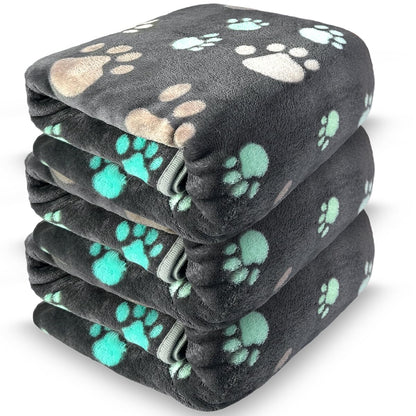 Dog Blankets for Medium Large Dogs, Cute Paw Pattern Washable 41" x 31"