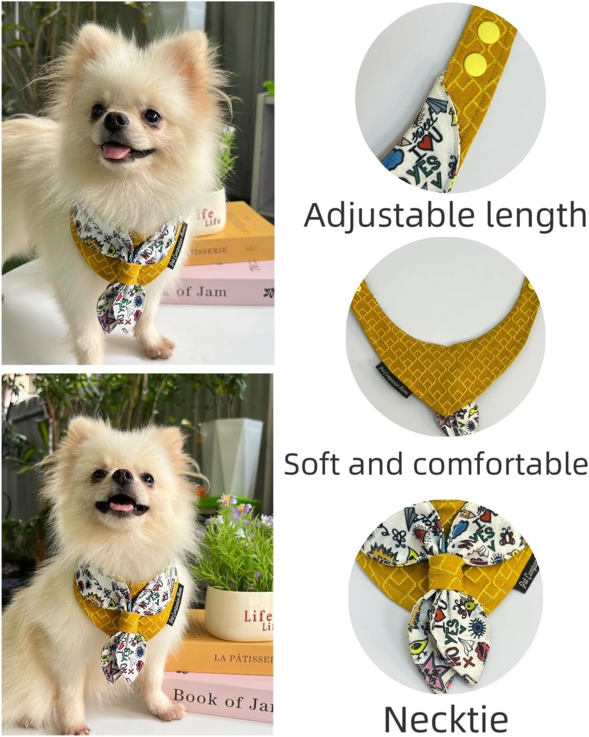 Adorable Adjustable Bib for Cats and Dogs – Pet Accessory to Prevent Food Debris from Splashing onto Fur (Yellow, XS)