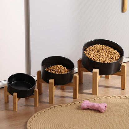 Petygooing Black Raised/Elevated 15°Slanted Ceramic Dog Bowl for Small Breeds,Tilted Anti Slip Pet Feeding Bowl,Food Water Dish with Stand for Cats and Small Dogs Puppy 13.5 OZ (5.1In /1.7 Cups)