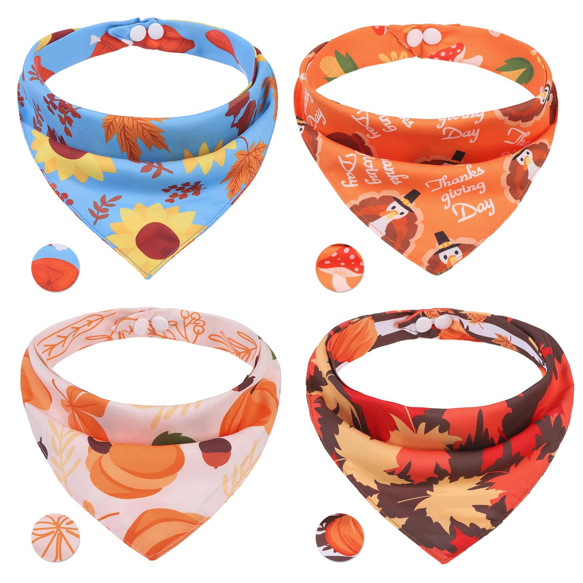 PAWCHIE Dog Bandanas Small Reversible Styles Pet Triangle Scarf Bibs - Adjustable with Two Snaps - Kerchief Set Accessories for Dogs, Puppy, Cats Red