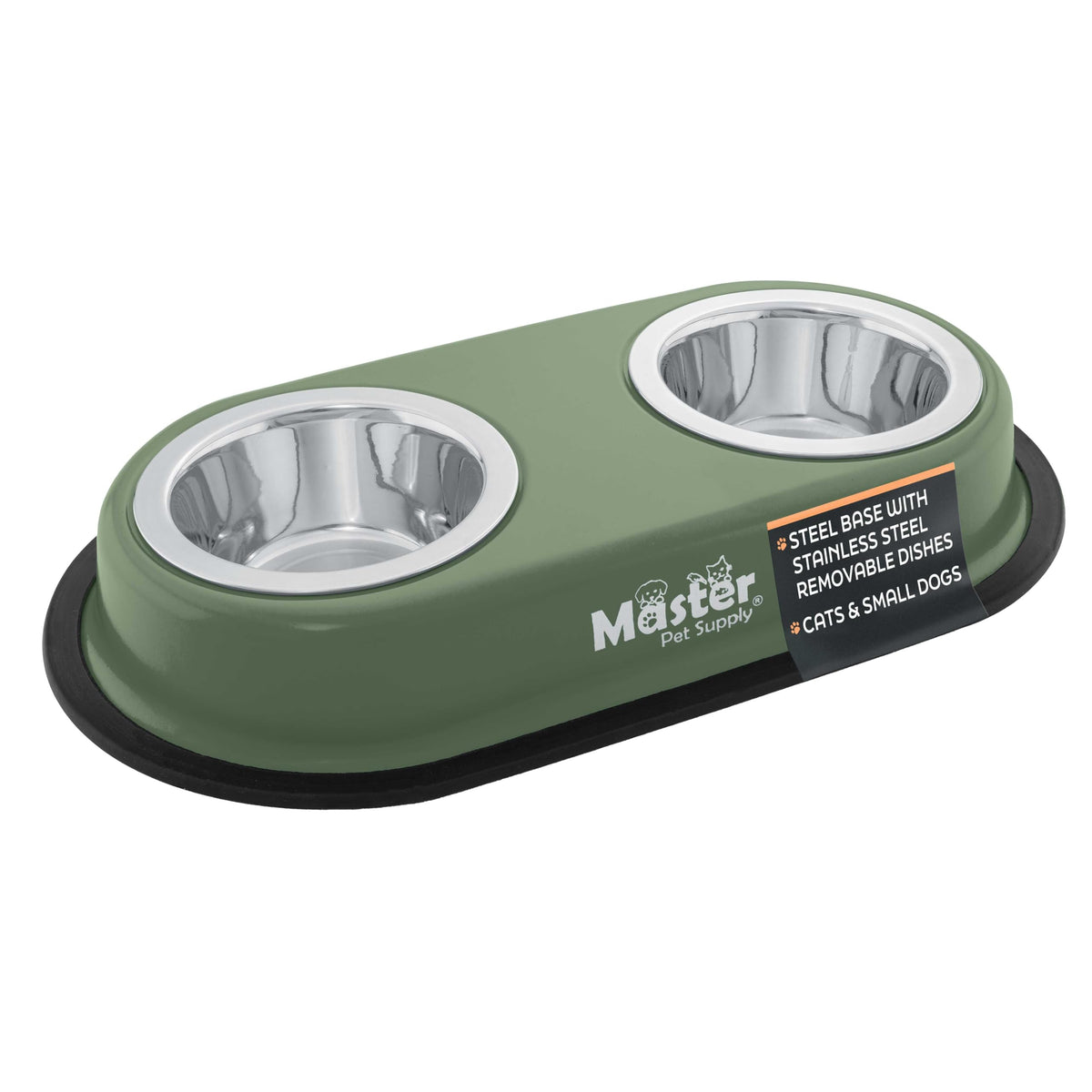 Master Pet Supply Double Dog Bowls Set with Elevated Base Black Velvet
