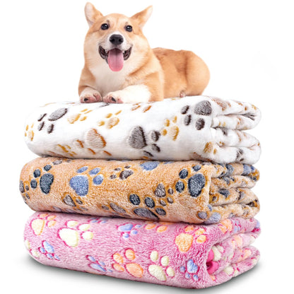 Dog Blankets for Medium Large Dogs, Cute Paw Pattern Washable 41" x 31"