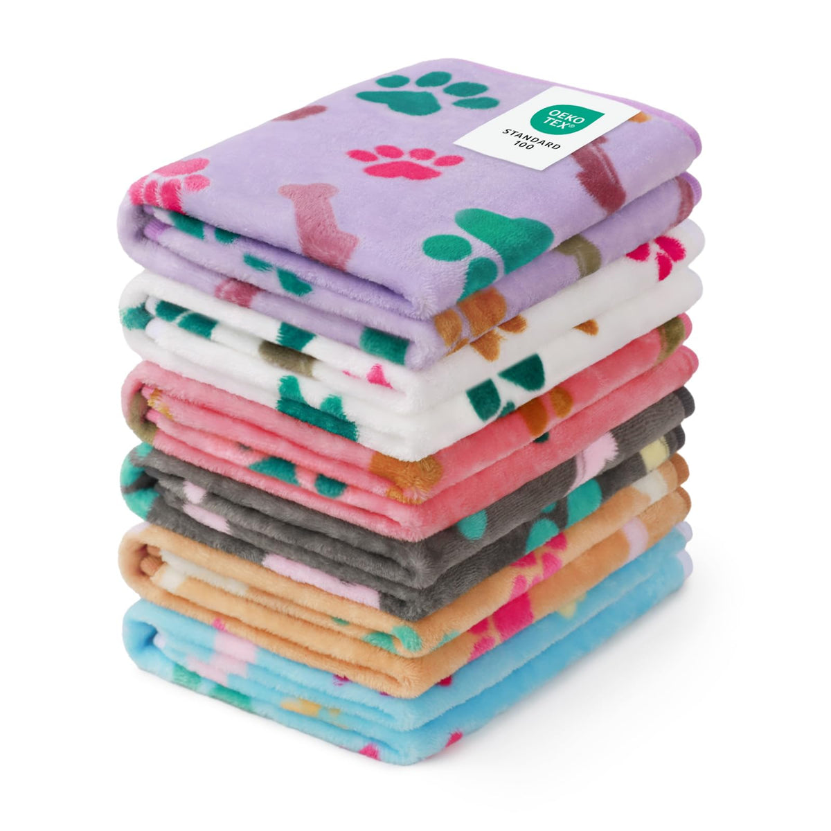 Luciphia 1 Pack 6 Dog Blankets Cat Soft Fluffy Fleece Pet Blanket Warm Cute Print Design Puppy Kitten Doggy Paw Small(23"x16")