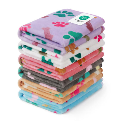 Luciphia 1 Pack 6 Dog Blankets Cat Soft Fluffy Fleece Pet Blanket Warm Cute Print Design Puppy Kitten Doggy Paw Small(23"x16")