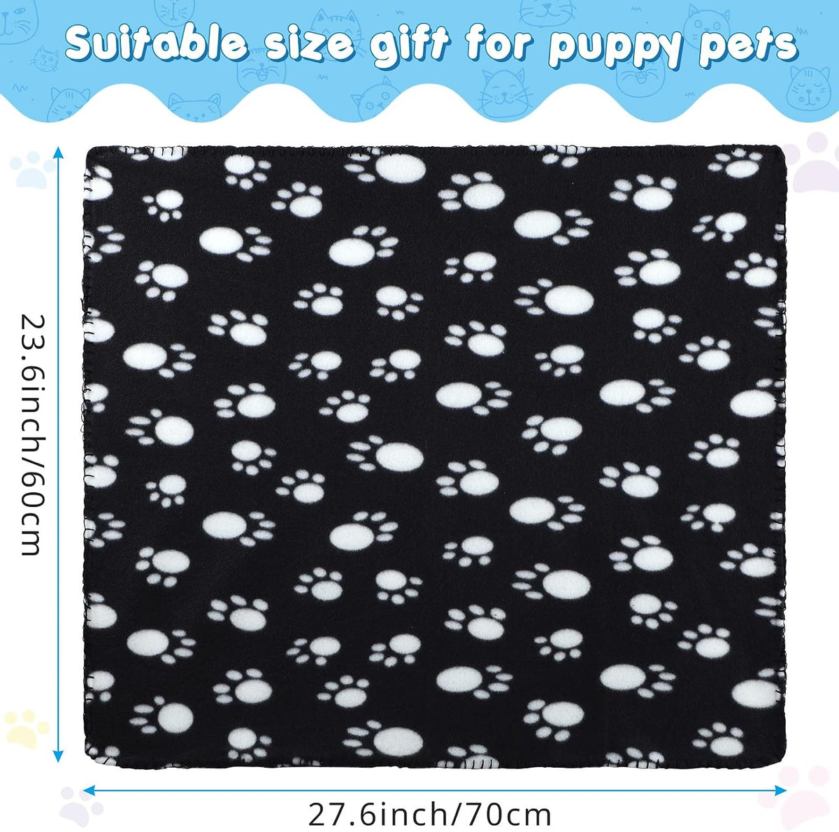 Eccliy 20 Pcs Puppy Blanket Fleece Pet Dog Throw, Paw, 28 x 24 Inch