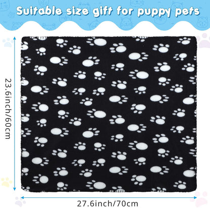 Eccliy 20 Pcs Puppy Blanket Fleece Pet Dog Throw, Paw, 28 x 24 Inch