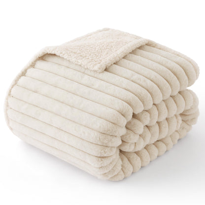 Bedsure ComfyFleece® Waterproof Dog Blankets for Large Dogs,50x60 Cream