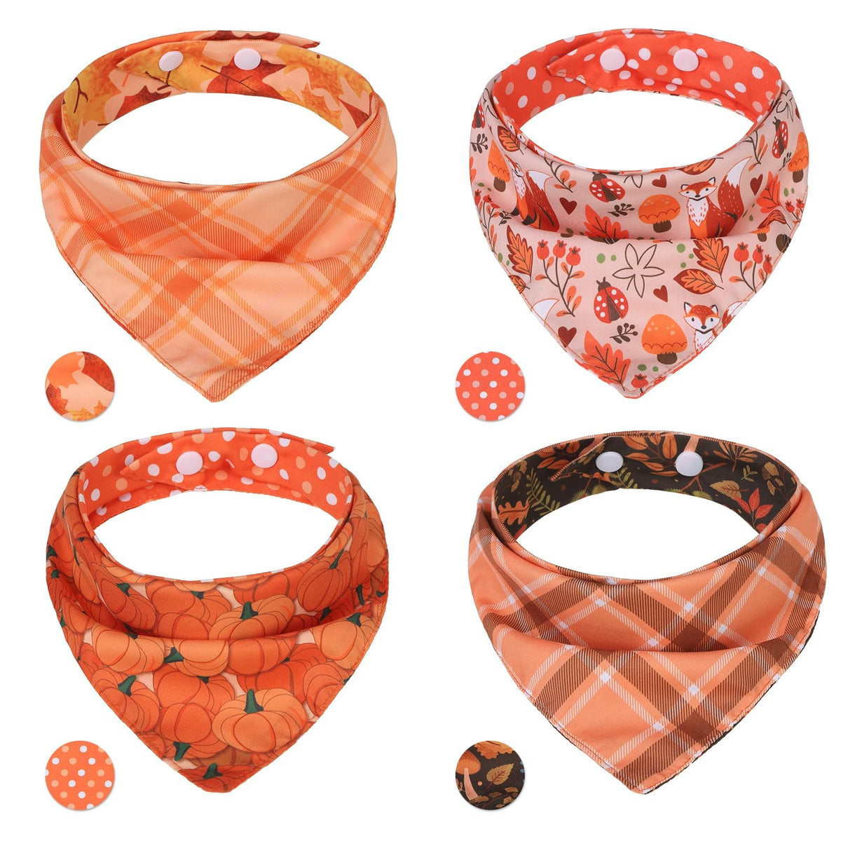PAWCHIE Dog Bandanas Small Reversible Styles Pet Triangle Scarf Bibs - Adjustable with Two Snaps - Kerchief Set Accessories for Dogs, Puppy, Cats Red