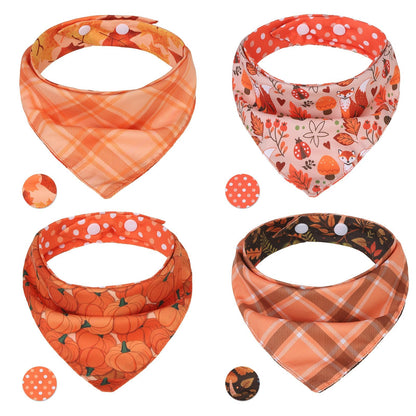 PAWCHIE Dog Bandanas Small Reversible Styles Pet Triangle Scarf Bibs - Adjustable with Two Snaps - Kerchief Set Accessories for Dogs, Puppy, Cats Red