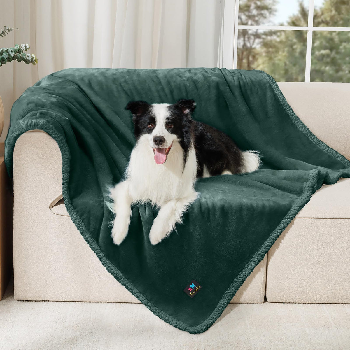 Luciphia Waterproof Blanket for Large Dog, Reversible Sherpa Bed Cover