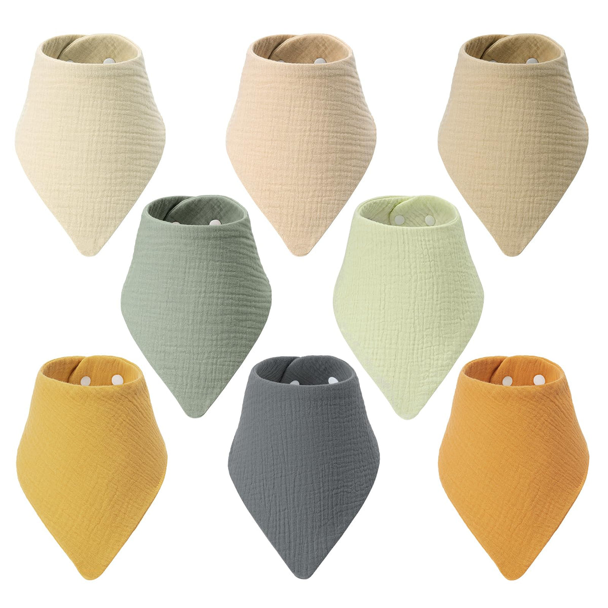 8-Pack Muslin Baby Bibs for Drooling and Teething