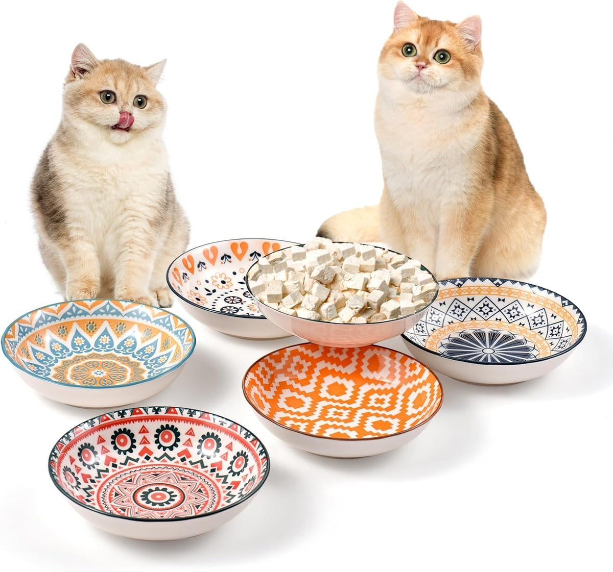 Cat Food Bowl, 8 Pack Ceramic Cat Dishes for Food & Water, Kitten Bowls Set