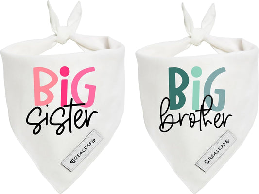 Realeaf Big Brother Big Sister Dog Bandanas Pet Scarf for Medium and Large Dogs New Baby Announcement Pet Accessories Pregnancy Reveal Ideas (X-Large)