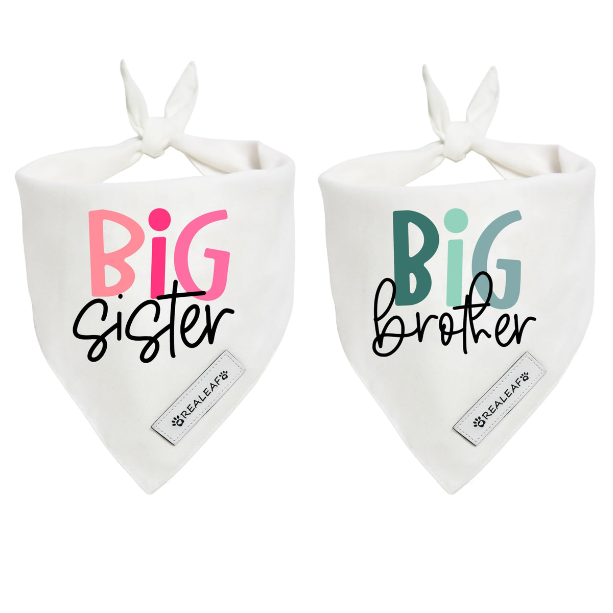 Realeaf Big Brother Big Sister Dog Bandanas Pet Scarf for Medium and Large Dogs New Baby Announcement Pet Accessories Pregnancy Reveal Ideas (X-Large)