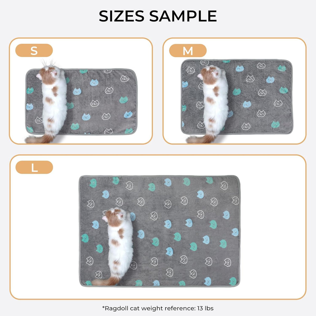 Luciphia 3 Pack Cute Cat Blankets Cozy Small Throw for Pet Puppy,23"x16"