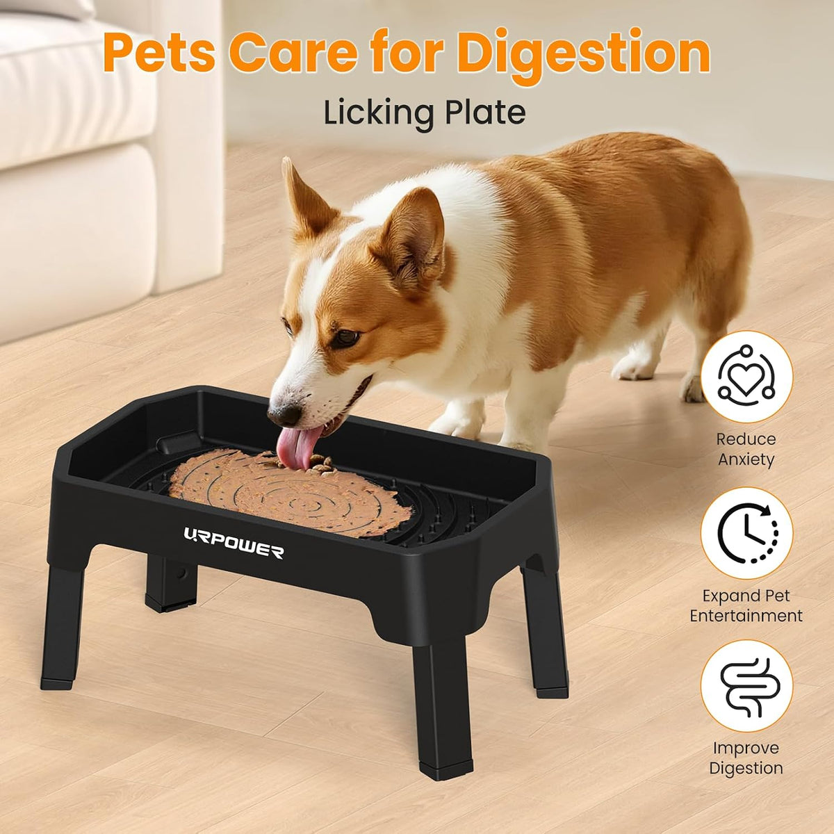 URPOWER Elevated Dog Bowls, 3-in-1 Double Deck Raised Dog Bowl Stand