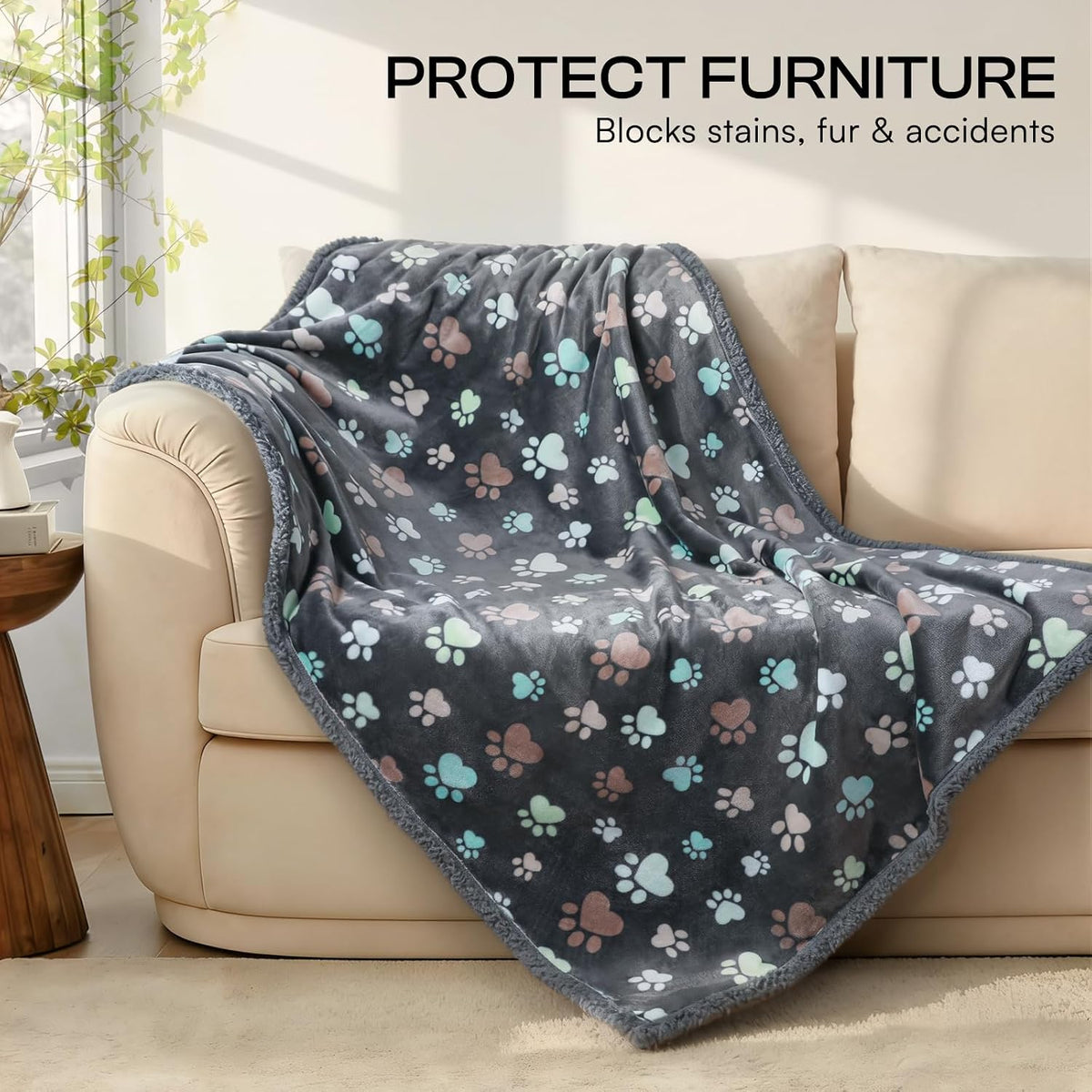 Luciphia Waterproof Dog Blanket Reversible Sherpa Fleece for Small Dogs Cat