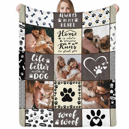 Custom Blanket with Pet Picture & Name, Personalized Photo Funny Cat Dog Face Throw Blanket, Printed Soft Warm Plush Fleece Customized Blanket for Couch Bed Sofa, Gifts for Dog Dad Mom Pet Lovers